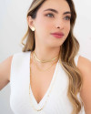 Gargantilha Longa Plaquetas Redondas Flat Banhado a Ouro 18K