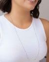 Gargantilha Longa Plaquinhas 2 mm Ródio Branco