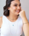 Gargantilha Longa Plaquinhas 2 mm Ródio Branco