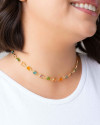 Choker Pontos de Luz Quadrados Coloridos Banhado a Ouro 18K