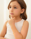Pulseira Infantil Elos com Plaquinha Ponto de Luz Cristal Banhado a Ouro 18K