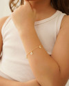 Pulseira Infantil Elos com Plaquinha Ponto de Luz Cristal Banhado a Ouro 18K