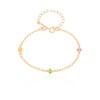 Pulseira Infantil Elos Portugueses Corações Coloridos Banhado a Ouro 18K