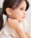 Pulseira Infantil Elos Portugueses Corações Coloridos Banhado a Ouro 18K