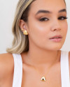 Brinco Triangular Liso Banhado a Ouro 18K