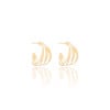 Brinco Argola Três Filetes Lisos 1.3 cm Banhado a Ouro 18K