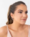 Trio Meia Argola Bolinhas Ródio Branco