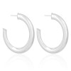 Brinco Argola Achatada Lisa 4.6 cm Ródio Branco