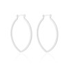 Brinco Argola Fecho Italiano Reta Elíptico Lisa 4.4cm  Ródio Branco