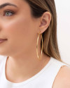 Brinco Argola Elíptico Fecho Italiano 6.1 cm Banhado a Ouro 18K