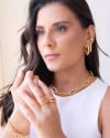 Brinco Argola Tubo Oval Lisa 3.4 cm Banhado a Ouro 18K