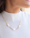 Gargantilha Elos Ovais com Pérolas Barroca Banhado a Ouro 18K