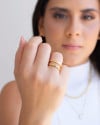 Anel 2 Filetes Liso Tamanho 22 Banhado a Ouro 18K