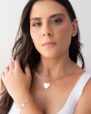 Pulseira Corações Lisos Ródio Branco