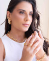 Anel Ajustável Liso Tamanho G Banhado a Ouro 18K