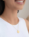 Gargantilha Veneziana com Pingente Redondo Liso Banhado a Ouro 18K