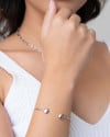 Bracelete Fio Detalhe Redondo Liso Ródio Branco