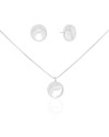 Conjunto Redondo Achatado Liso Ródio Branco