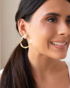 Brinco Oval Ondulado 4 cm Banhado a Ouro 18K