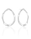 Brinco Oval Ondulado 4 cm Ródio Branco