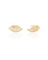 Brinco Meia Argola Filetes com Detalhes 1.2 cm Banhado a Ouro 18K