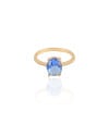 Anel Oval Safira Azul Tamanho 16 Banhado a Ouro 18K