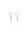 Brinco Argola Click Gota Cristal 2.1 cm Ródio Branco