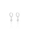 Brinco Argola Click Ponto de Luz Cristal 2.3 cm Ródio Branco