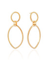 Brinco Elíptico 6 cm base Círculo Banhado a Ouro 18K