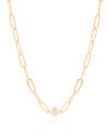 Choker Elos com Pérola Banhado a Ouro 18K