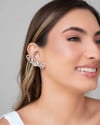 Ear Cuff Entrelaçado Ródio Branco