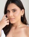 Brinco Argola Click Cravejado com Ponto de Luz Cristal 2.0 cm Banhado a Ouro 18K