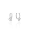 Brinco Argola Click Cravejado com Ponto de Luz Cristal 2.0 cm Ródio Branco