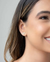 Ear Cuff Corações Cravejados Cristal Banhado a Ouro 18K