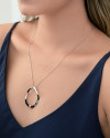 Gargantilha Veneziana Oval Ondas Ródio Branco
