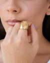 Anel Liso Abaulado Tamanho 19 Banhado a Ouro 18K