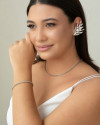 Ear Cuff Folha Detalhada Ródio Branco