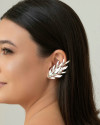 Ear Cuff Folha Detalhada Ródio Branco