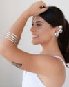 Ear Cuff Quadrados Abaulados Lisos Ródio Branco