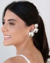 Ear Cuff Quadrados Abaulados Lisos Ródio Branco