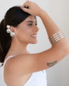 Bracelete Superior Cinco Voltas 2,5 cm Ródio Branco