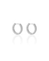 Brinco Argola Click Cravejada Cristal 1.6 cm Ródio Branco