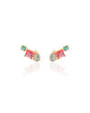 Ear Cuff Geométrico Colorido Banhado a Ouro 18K