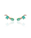 Ear Cuff Quadrado Oval Colorido Banhado a Ouro 18K