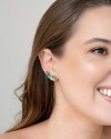 Ear Cuff Quadrado Oval Colorido Banhado a Ouro 18K