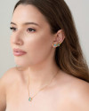 Ear Cuff Quadrado Oval Colorido Banhado a Ouro 18K