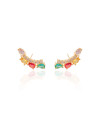Ear Cuff Gotas Coloridas Banhado a Ouro 18K