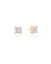 Brinco Ponto de Luz Quadrado Cristal Banhado a Ouro 18K