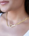 Gargantilha Malha Fita e Cordão Baiano Banhado a Ouro 18K