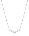 Gargantilha Veneziana Pingente Ondulado Ródio Branco - 40 cm